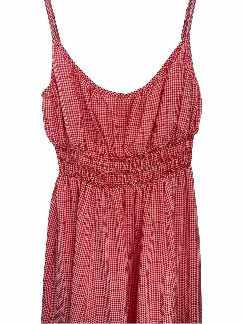 Max Studio Red Gingham Maxi Sundress Smocked Waist Size Large NWT